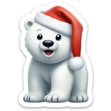 Polar bear with Santa hat sticker