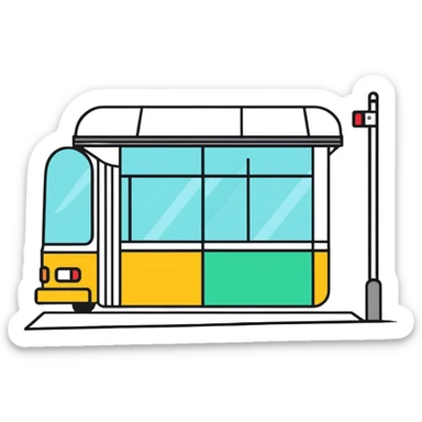 group of people standing at a bus stop sticker