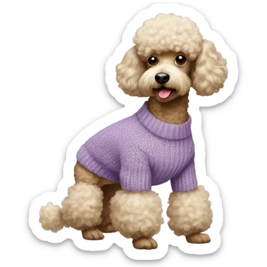 Poodle with a jumper sticker