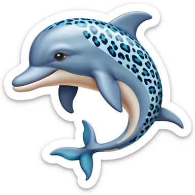 the dolphin emoji, but instead of blue skin it has leopard skin sticker