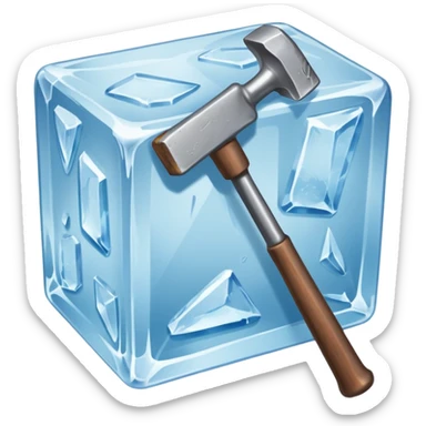 an ice and a hammer, means break the ice sticker