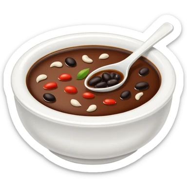 white dipping dish with smooth black bean sauce, no spoon sticker
