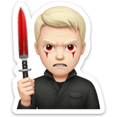 Evil and angry man holding a knife sticker