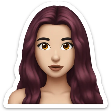 dua lipa with dark red long hair sticker