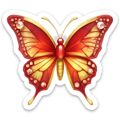 Gold and red crystal butterfly sticker