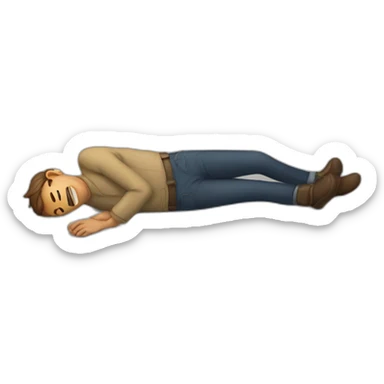 a man laying on the floor sticker
