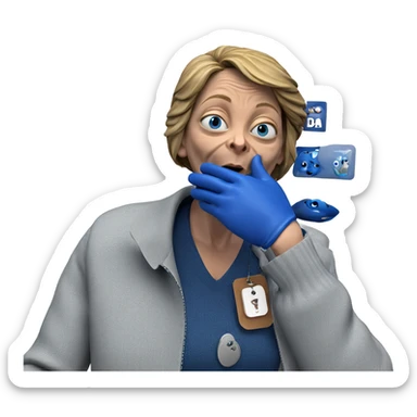 mysterious figure with blue gloves sticker