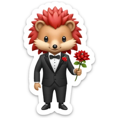  red hedgehog groom suit sticker