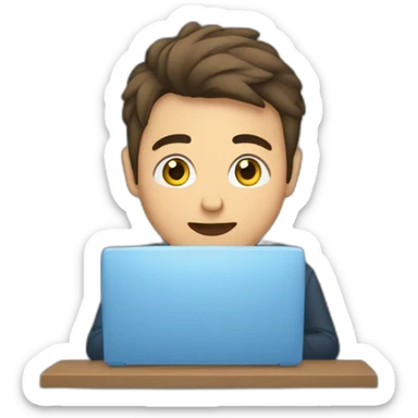 Un chico joven viendo un video en su computadora  sticker