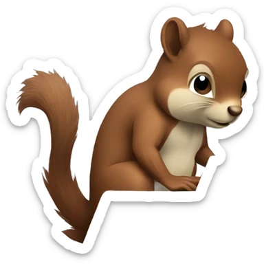 Concentrated brown squirrel working on a laptop  sticker