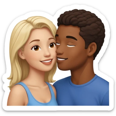interracial couple kissing sticker