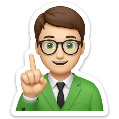 a normal emoji with nerd face and a finger upp with greenscreen sticker