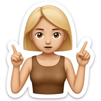an girl emojis who looks both guilty and confused and pointing at their chest only with one hand. because they were accused of some thing and are pretending it wasn’t them.  sticker