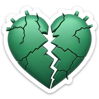 A simple green coloured broken heart with one crack in the middle nothing more then just one simple crack in the middle  sticker