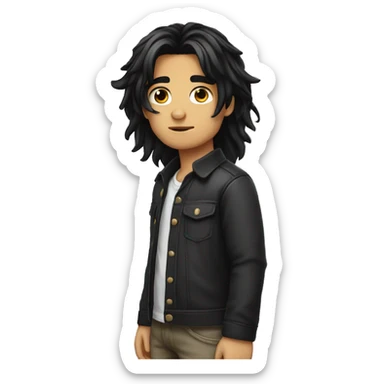 long black hair boy attitude  sticker