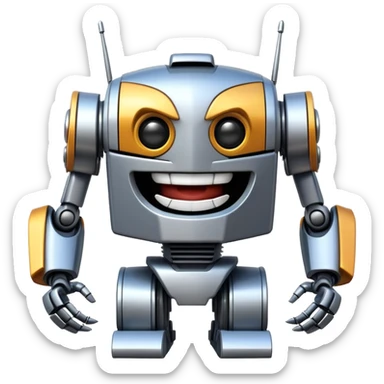 robot transformer with a big smile laughing happily sticker