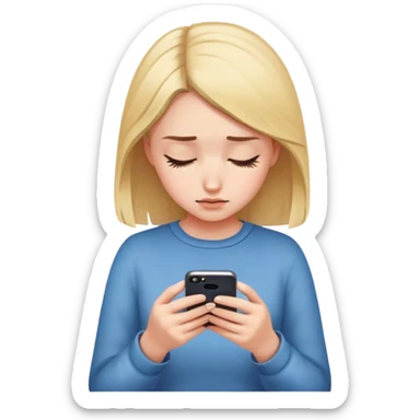 girl addicted to her phone sticker