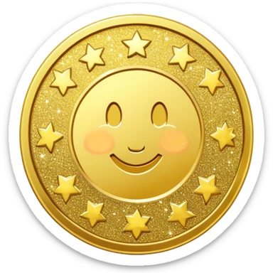 gold coin combined with sparkling glitter, shiny and festive sticker