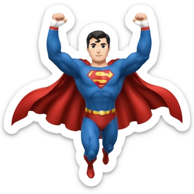 David Corenswet as Superman, landing pose, fist to ground, cape billowing, apple emoji style sticker