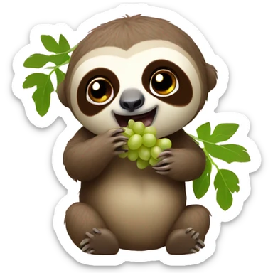 Baby sloth eating grapes sticker