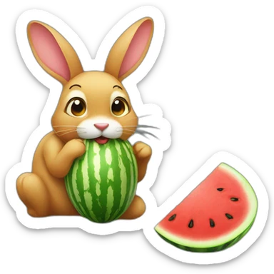rabit eating watermelon sticker