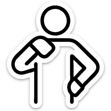 outlined icon of a man with one hand on his shoulder and the other on his waist, no color, no fill, clean black lines sticker
