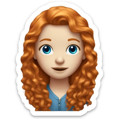 Long haired ginger girl with blue eyes and eyelashes sticker