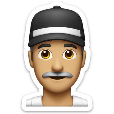 guy with flat rimmd cap. Light beard and moustache.  sticker