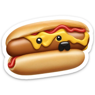 Groundhog head with a hot dog body with bun and mustard  sticker
