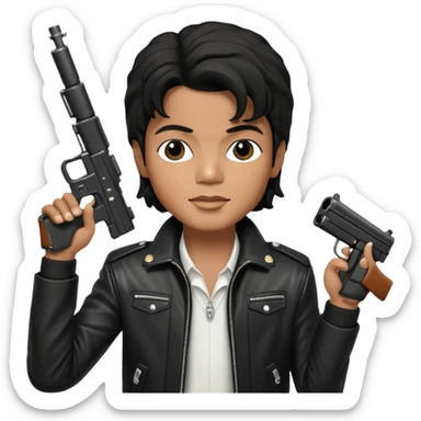 Micle Jackson holding a smg sticker