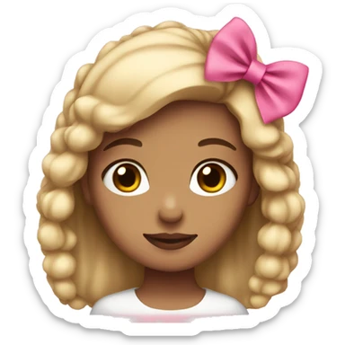 Light skin girl with a pink bow  sticker