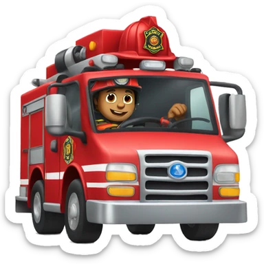 Fireman driving fire truck sticker
