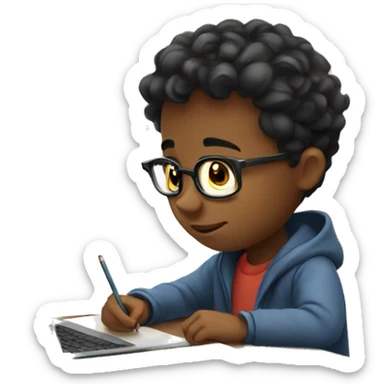 Kid doing homework sticker