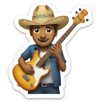 Mexican guy playing the bass guitar sticker
