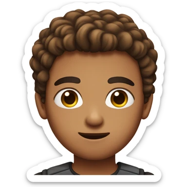 culy haired boy with thick eyebrows sticker