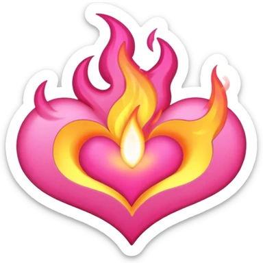 Pink flame heart sticker