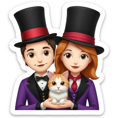 Kedi  çivcivmagician couple and their pet cat sticker