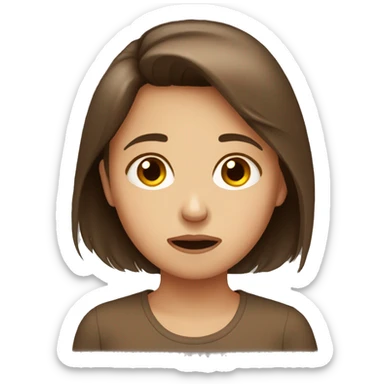 crying short brown hair girl with brown eye sticker