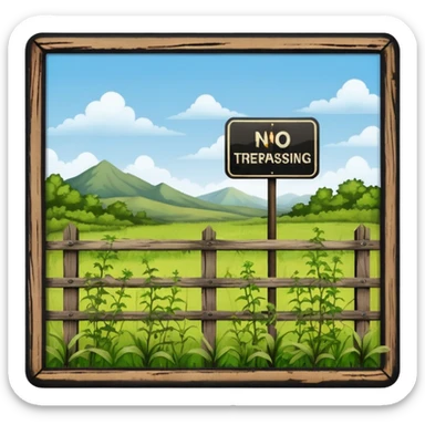 property land with the sign of no trespassing sticker