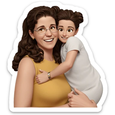 happy girls with brown hair sticker