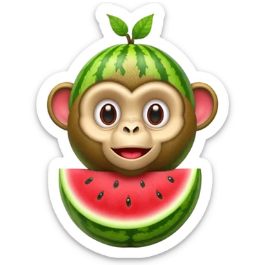 A monkey combined with a watermelon sticker