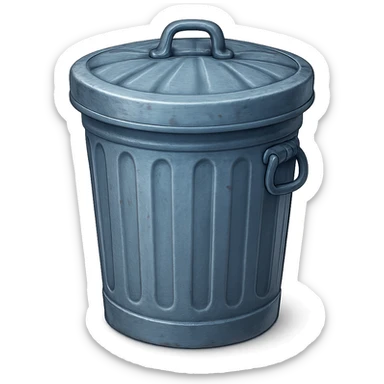 Draw a Pixar-style trash can. The trash can should be visible from the front and top. Do not use face, eye, and mouth. sticker