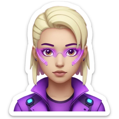 neutre gender neon cyberpunk light purple, I don't want you to use props, não utilizar óculos sticker