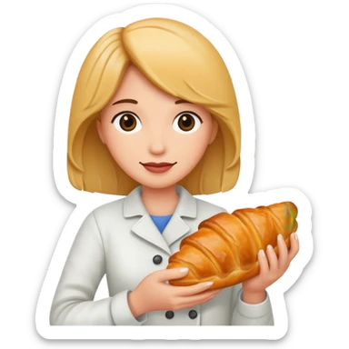 woman holding croissant sticker