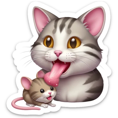 cat eating mouse sticker