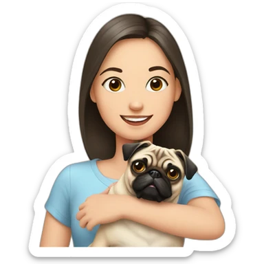 pug with girl  sticker