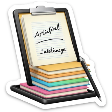 generate a small emoji for the word saying "artificial intelligence on notes" sticker
