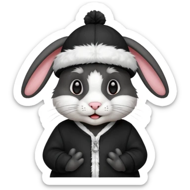 black rabbit with jersey and hat sticker