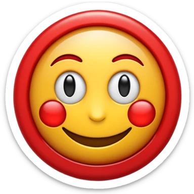 Emoji 3D brillante de un sol rojo . En el centro un círculo blanco con aro rojo y una letra U roja en relieve. Estilo emoji iOS, acabado glossy, fondo transparente. sticker