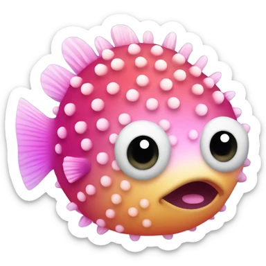 Pink ombre pufferfish with glitter  sticker